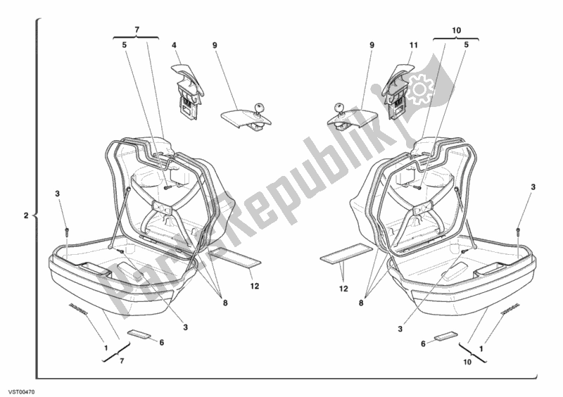 Todas las partes para Maletas Laterales de Ducati Sport ST3 S ABS 1000 2006